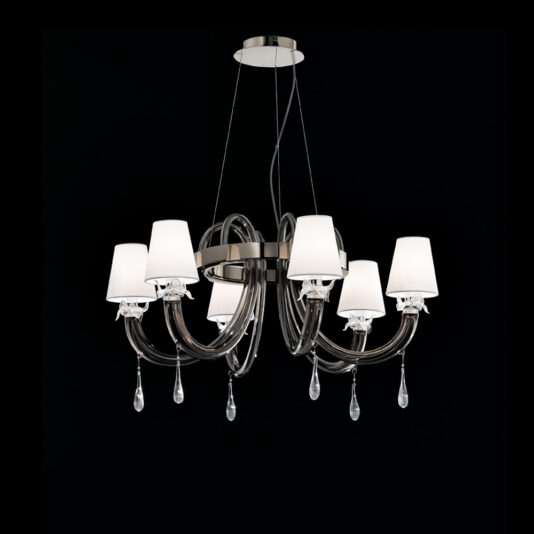 Murano Glass Chandelier With Silk Shades