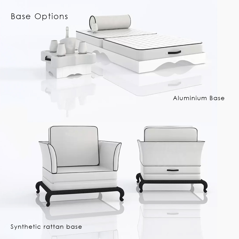 outdoor seating, Floating Armchair Sun Lounger base options