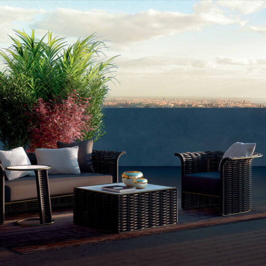 Outdoor Rope Garden Marble Coffee Table