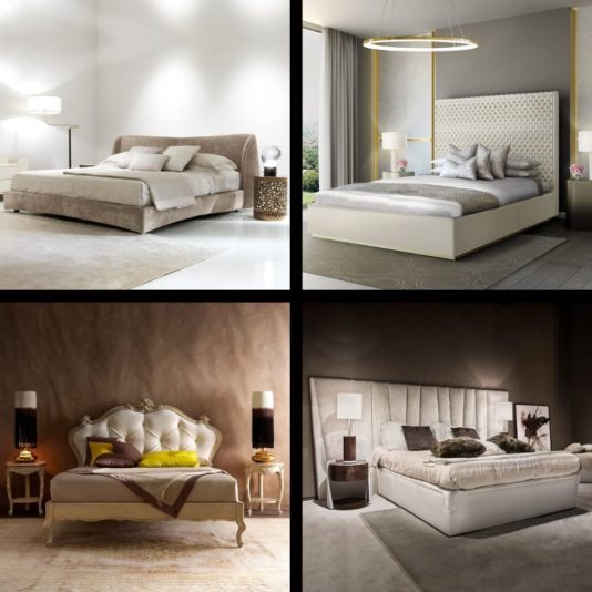 montage of 4 luxury velvet beds