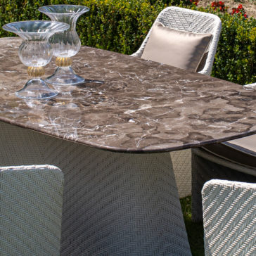 Outdoor Rectangular Marble Dining Furniture Outdoor Oval Marble Dining Set