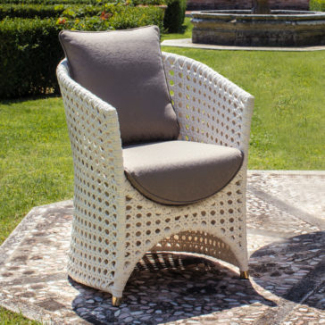 Rattan Style Outdoor Oval Marble Dining Set