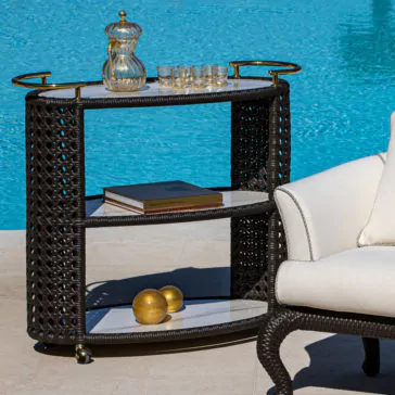 Outdoor Rattan Style Marble Drinks Trolley Outdoor Rattan Style Marble Drinks Trolley
