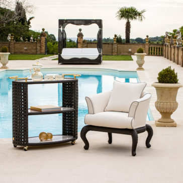 Outdoor Rattan Style Marble Drinks Trolley Outdoor Rattan Style Marble Drinks Trolley