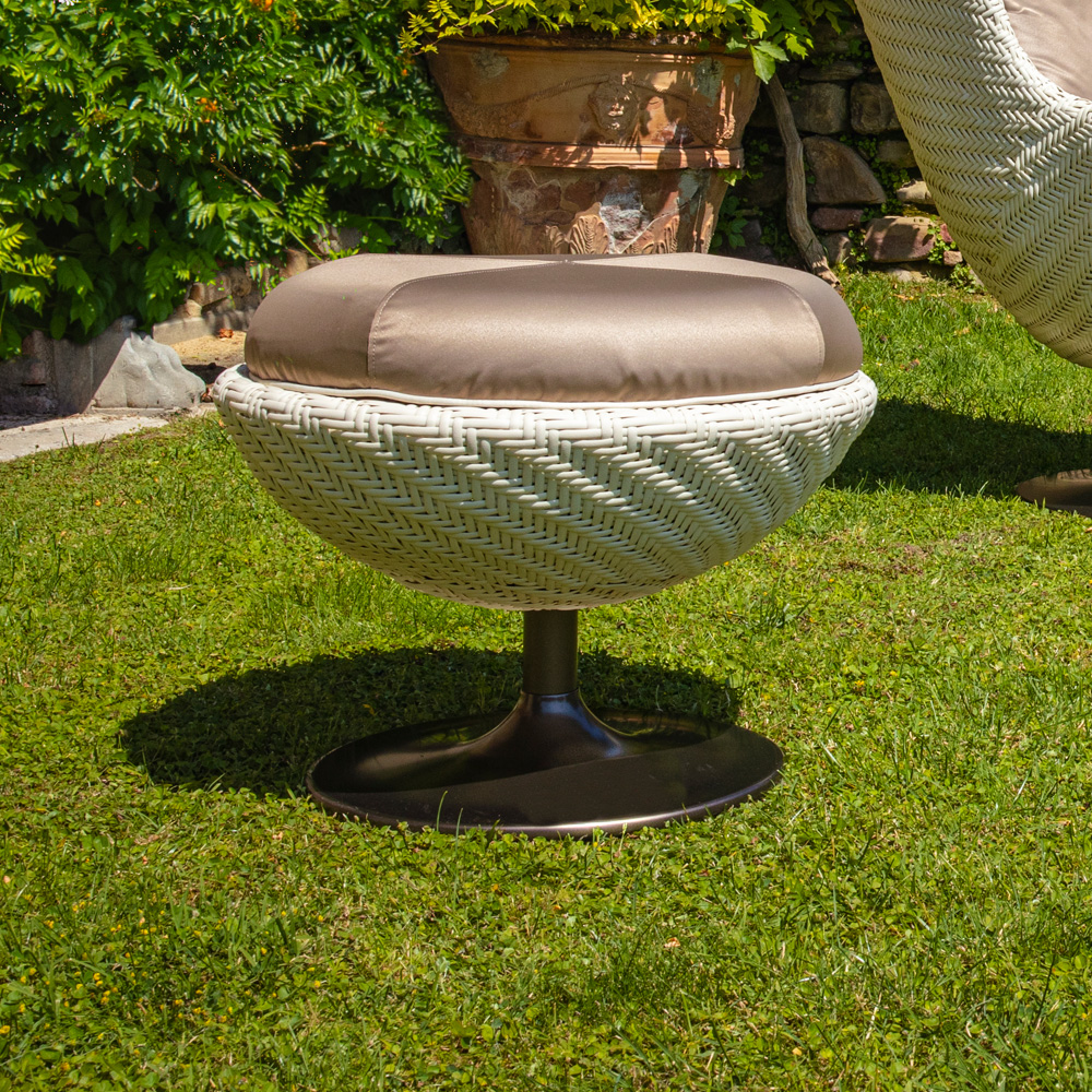 Rattan Style Outdoor Side Table Pouffe And Stool
