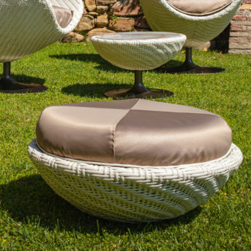Rattan Style Outdoor Side Table Pouffe And Stool