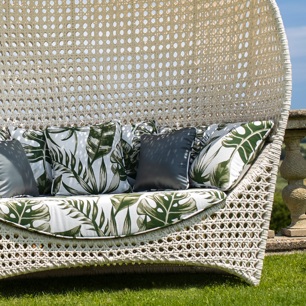 Rattan Style Covered Bench Sofa