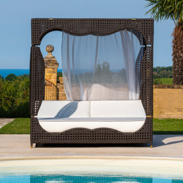 Rattan Style Four Poster Double Sun Lounger