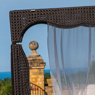 Rattan Style Four Poster Double Sun Lounger