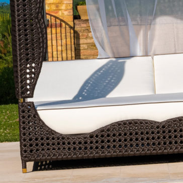 Rattan Style Four Poster Double Sun Lounger