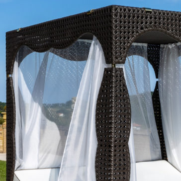 Rattan Style Four Poster Double Sun Lounger