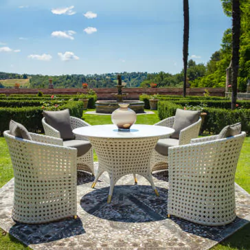 Rattan Style Outdoor Marble Dining Set Rattan Style Outdoor Marble Dining Set