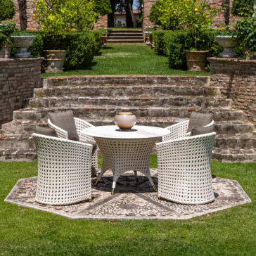 Rattan Style Outdoor Oval Marble Dining Set Rattan Style Outdoor Marble Dining Set