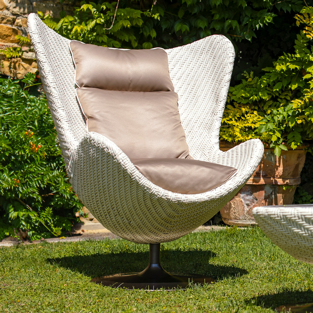 Rattan Style Winged Outdoor Armchair