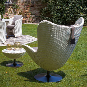 Rattan Style Winged Outdoor Armchair