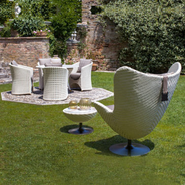 Rattan Style Winged Outdoor Armchair