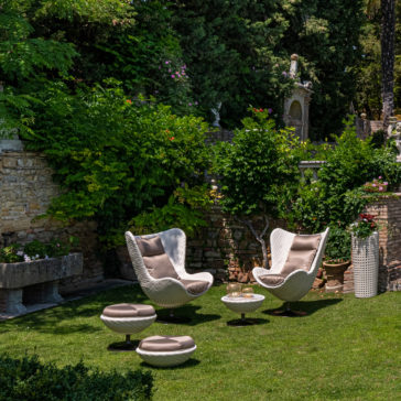 Rattan Style Winged Outdoor Armchair