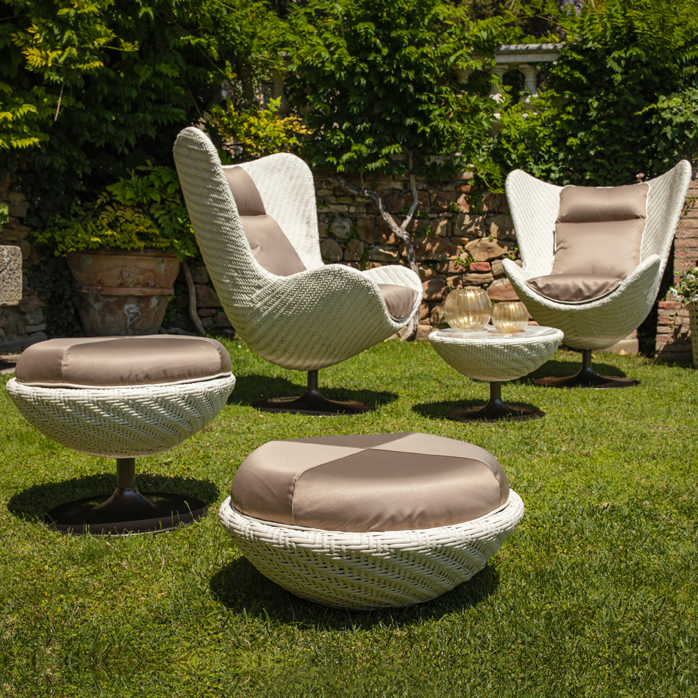 Rattan Style Winged Outdoor Armchair