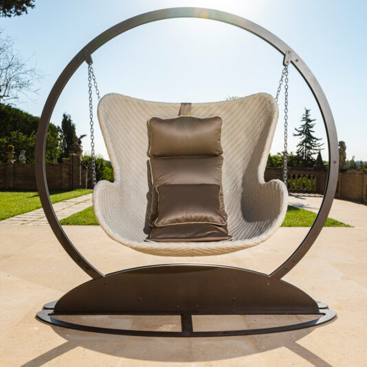 Rattan Style Winged Outdoor Swinging Armchair