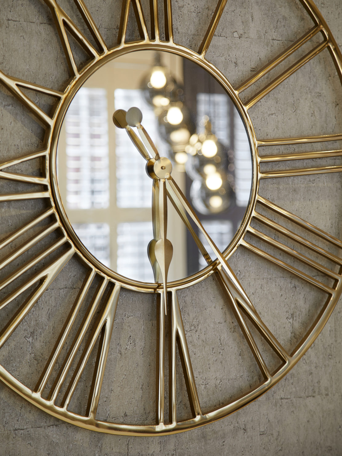 Gold clock and mirror