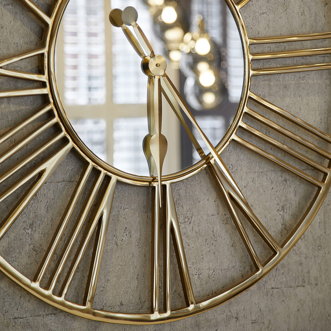 get the look, textured wall covering with gold, skeleton clock