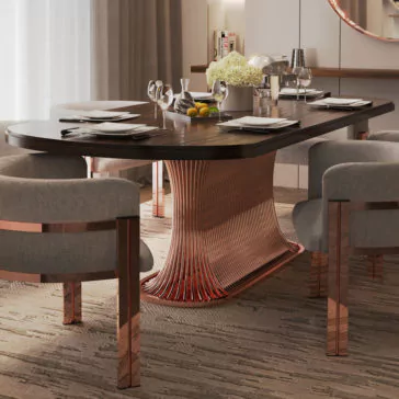 Veneered Copper Dining Table Veneered Copper Dining Table
