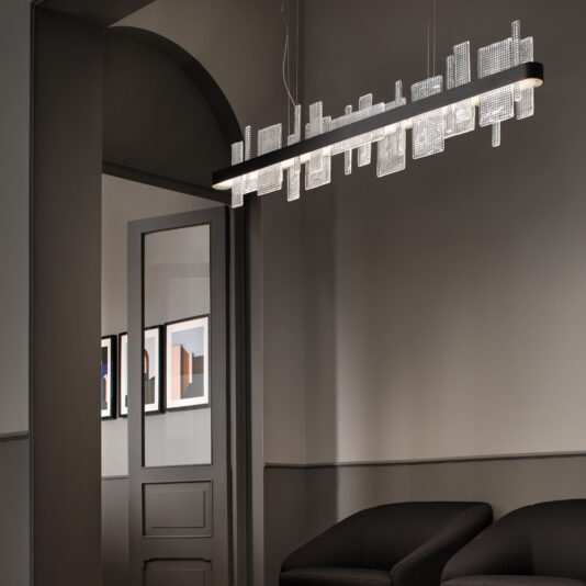 Modern Long Glass Chandelier