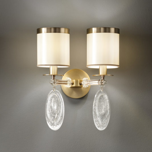 Double Wall Light With Glass Pendant Drops