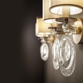 Double Wall Light With Glass Pendant Drops