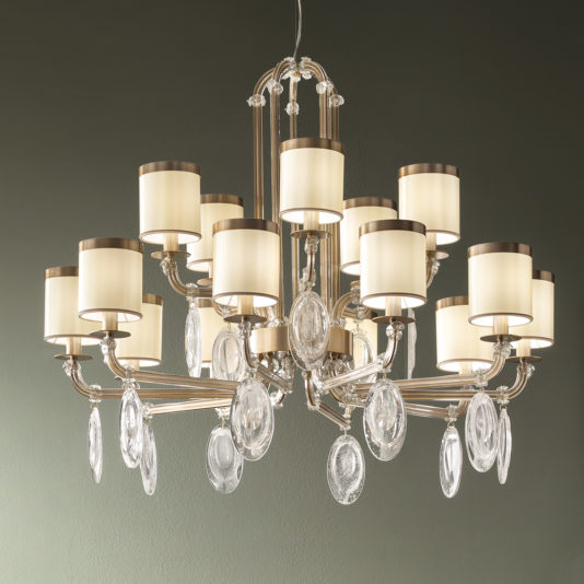 Large Chandelier With Glass Pendant Drops