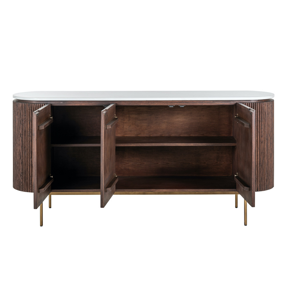 Oak And Faux Marble Sideboard