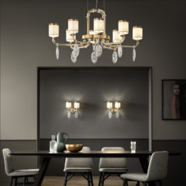 Oval Chandelier With Glass Pendant Drops