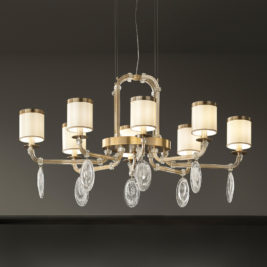 Oval Chandelier With Glass Pendant Drops