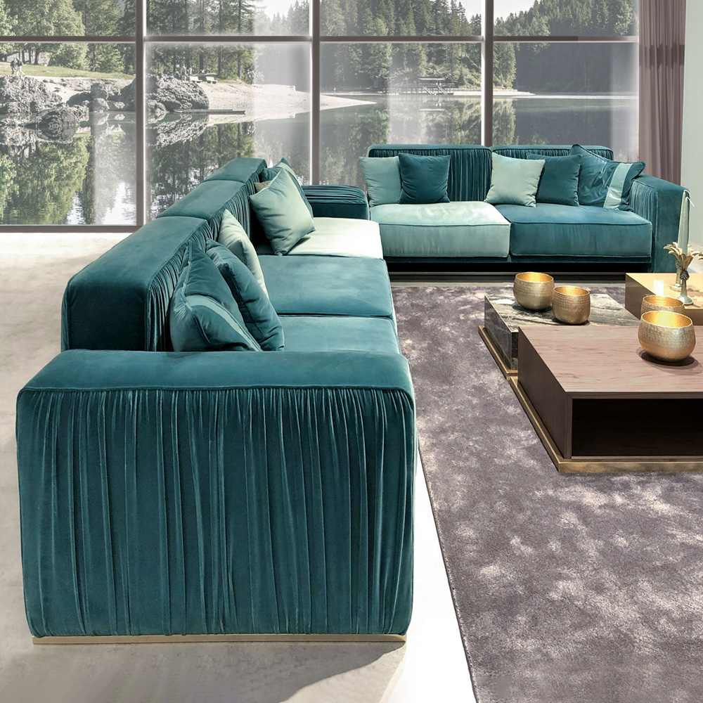 Large Contemporary Pleated Corner Sofa