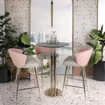 Two-Tone Leather Bar Stool And Table Set Two-Tone Leather Bar Stool And Table Set
