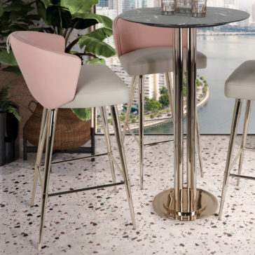 Two-Tone Leather Bar Stool And Table Set Two-Tone Leather Bar Stool And Table Set