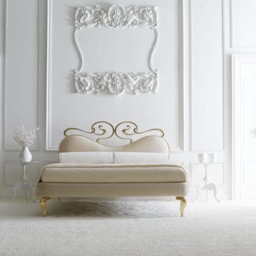 Upholstered Gold Leaf Swirls Bed