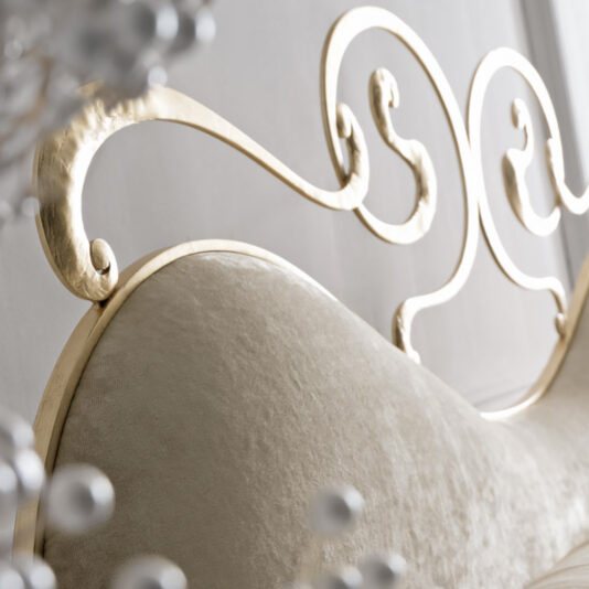 Upholstered Gold Leaf Swirls Bed Upholstered Gold Leaf Swirls Bed