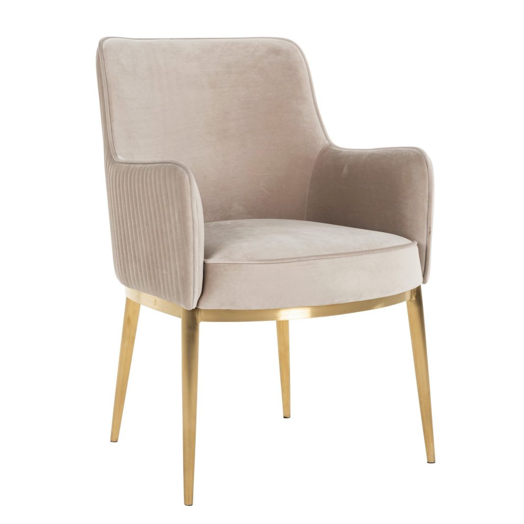 Velvet And Brushed Gold Finish Dining Chair