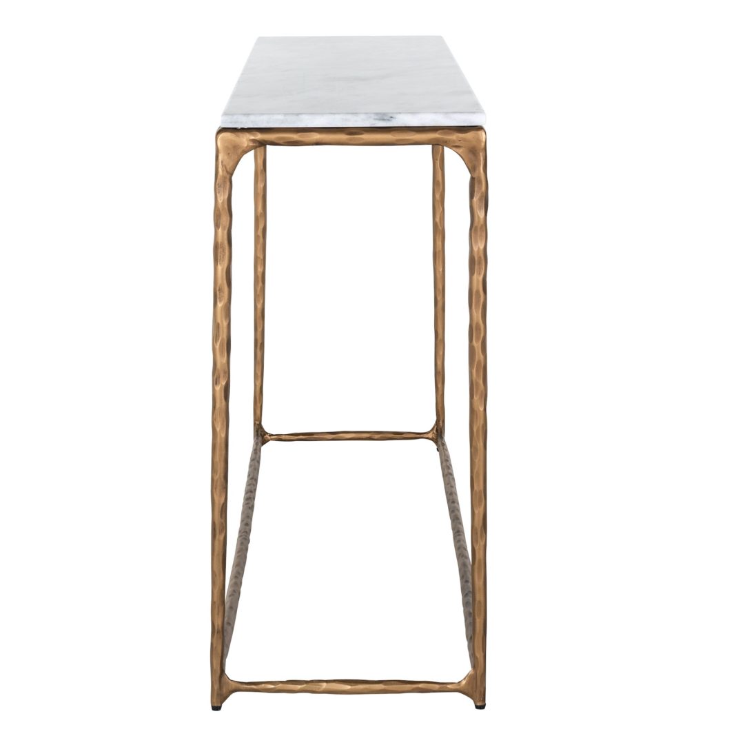 White Marble And Gold Finish Console Table