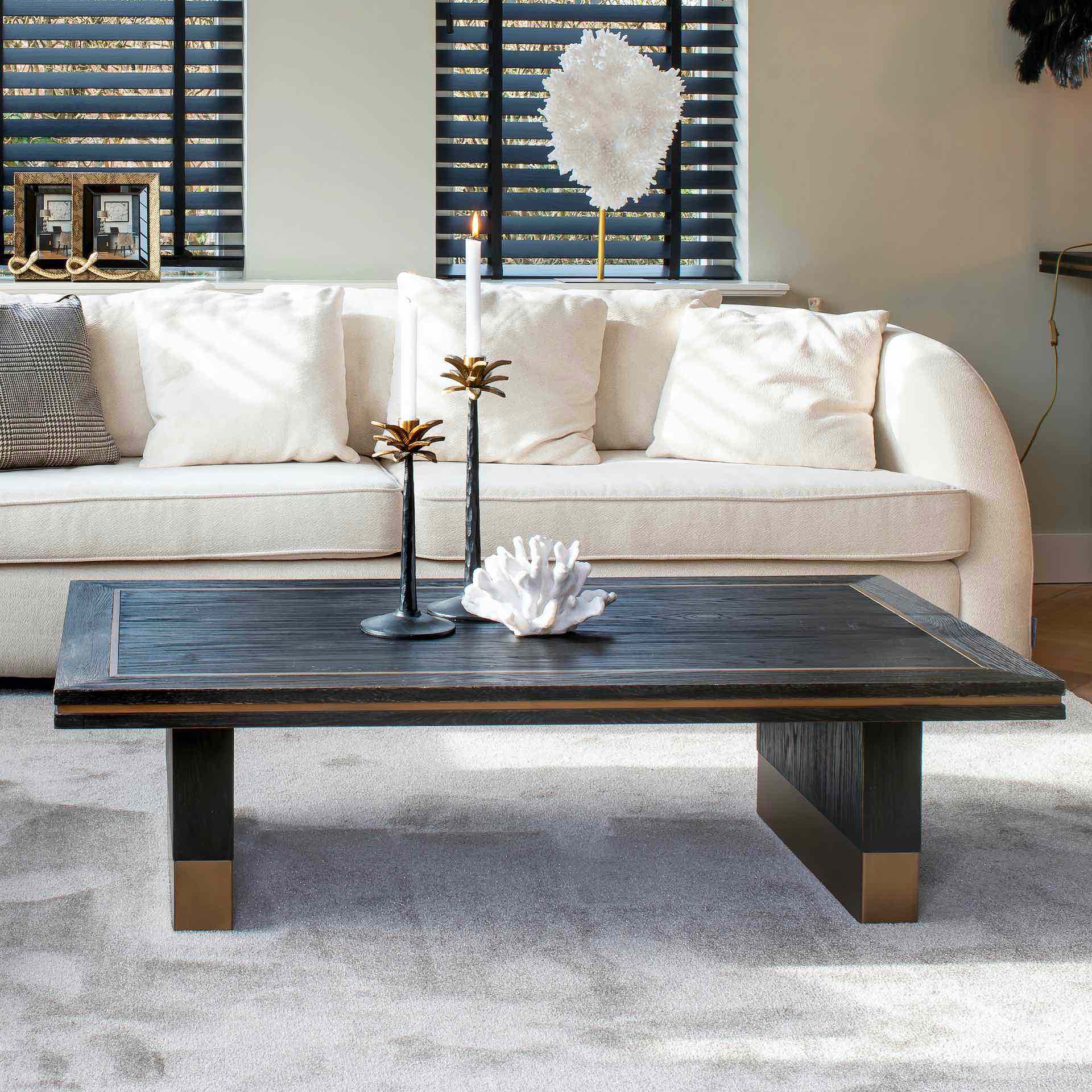 Brushed Gold Effect And Black Oak Coffee Table