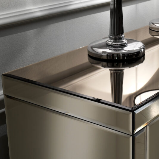 Italian Bronze Mirrored Low Sideboard Italian Bronze Mirrored Low Sideboard