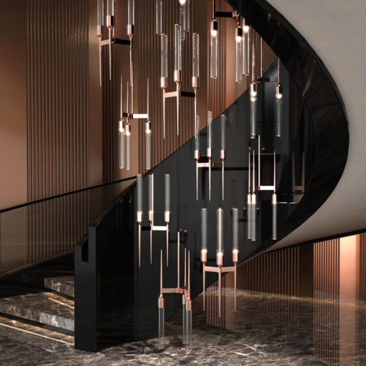 Large Contemporary Stairwell Chandelier