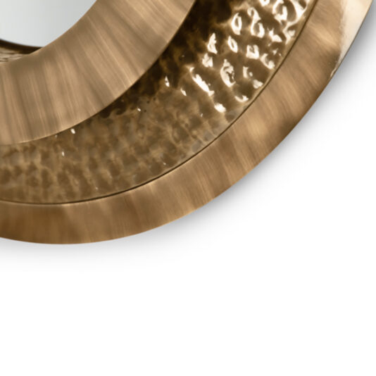 Modern Round Hammered Brass Mirror