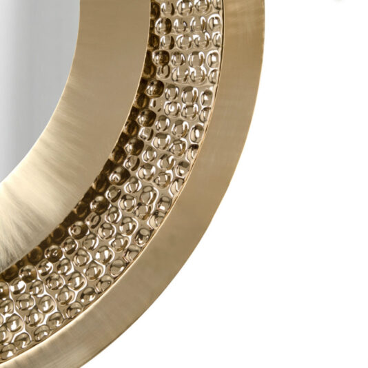Modern Round Hammered Brass Mirror
