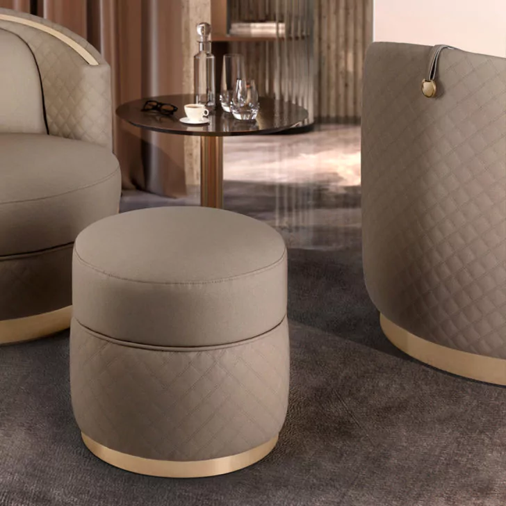 Quilted Swivel Pouffe - Juliettes Interiors