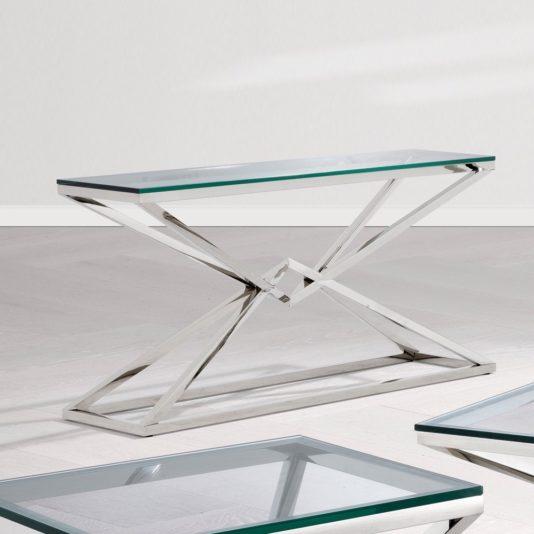 Contemporary Silver Glass Console Table