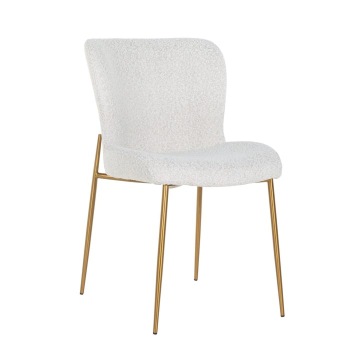 Contemporary White Bouclé Dining Chair