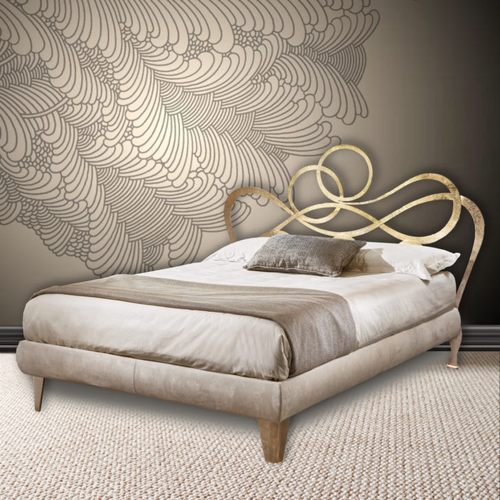 Italian Champagne Leaf Ornate Wrought Iron Bed