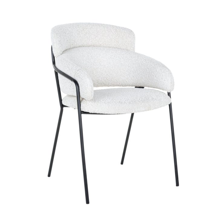 Modern White Bouclé Dining Chair